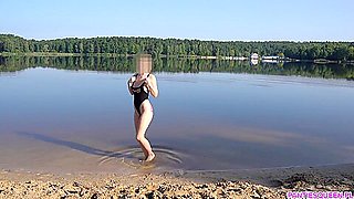 Sexy Girl Undresses And Swims Naked In Public Beach
