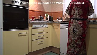 Horny Stepmom Tells Stepson To Lick Her Pussy In The Kitchen 5 Min
