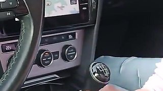 Public Bitch Quick Blowing Stranger in Car on Parking with so Small Dick He Cannot Fuck Her