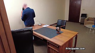 Mature teacher gags on bosses big cock at the office