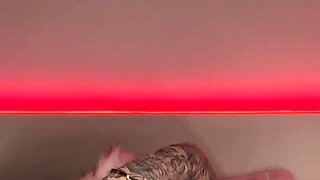 Sexy dame with enormous knockers and glasses wanking with