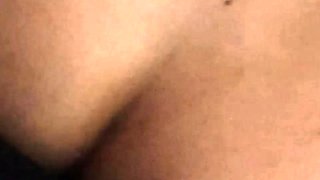 Busty curly brunette with big boobs fucks on couch