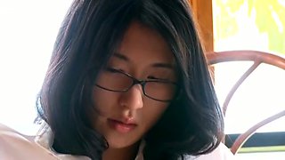 Japanese sweetie in glasses Kitatani Yuri exposes her body in lingerie