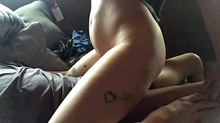 Emo girl plays with her tits while I fuck her from behind