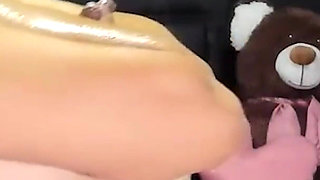 Sexy Lactating Leni Sprays Milk in Hot Red Lingerie