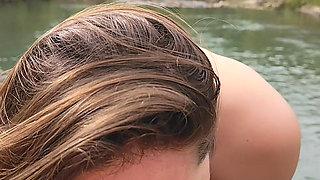 POV - Yummy Blowjob and an Amazing View... but I Was Scared to Death of Someone Passing by Hehe Outdoors