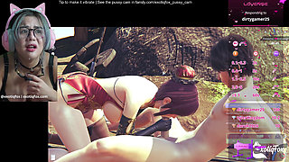 Cute Asian Streamer Playing a Game About Hardcore Hentai Fucking in the Outdoors