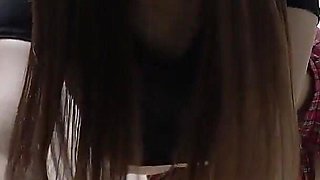Japanese Girl in Mini Skirt Cleaning Girls Only Apartment While Fixing Big Tits Spilled Out of T-shirt and Thong Panties Wedgie