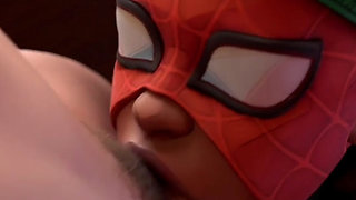 Ebony Spider-man Slut Deepthroating Spooder-man's Thicc Hard Ass Cock