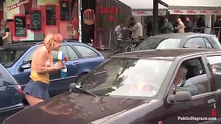 Flexible Redhead Is Bound And Stripped Naked In Public - Kink