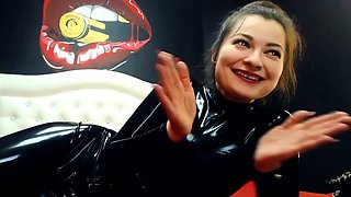 Latex slut solo anal masturbation