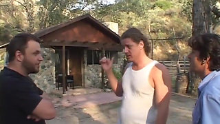 Double penetrated ass fucking party in the garden