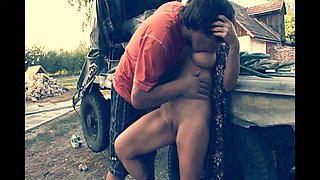 Grandson with Big Cock Fucks Granny on Tractor