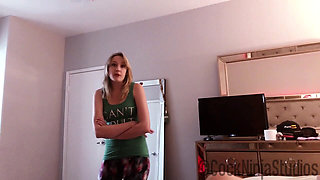 Blonde step sister with big tits helps out her virgin brother as a favor to their parents