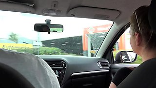 Amateur milf car outdoor handjob