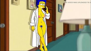 Marge Simpson Cartoon Parody - Horny Housewife Cheats While Cuckold Watches