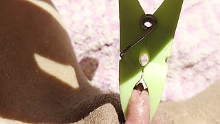 Inserting a Small Cup Into the Wet Pussy