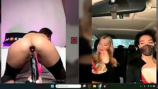 Brunette toys her pussy and ass on cam