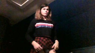 Nasty shemale amateur enjoys masturbation and spanking her slutty ass