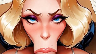 Blonde Vintage Tanned MILF Teasing Sucking and Riding My Cock - AI Generated Cartoon XxX