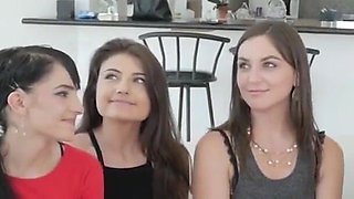 TeamSkeet - big titted mistress Reena sky teaches six inexperienced sluts how to satisfy a woman