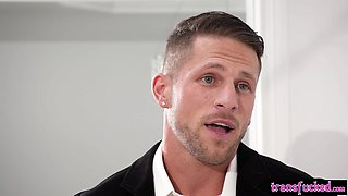 Shemale enjoys butt fucking sex on the training