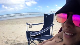 First-time Nudist Hesitates to Undress on Beach