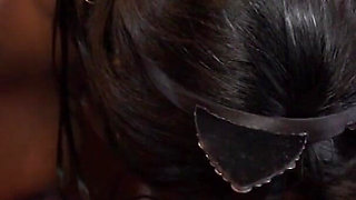 Two Horny Bitches with Big Asses Are Pleasing One Thick Black Dong