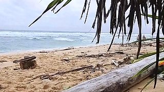Public Beach Butt Plug Insertion by a Solo Female