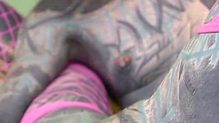 Heavily Tattooed Teen Anal Stretching