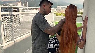 Muscular Latino Coach Pounds Busty Student Outdoors - Rough Doggy Style & Cowgirl Riding