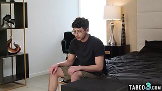 Stepmom guides son through his first sex