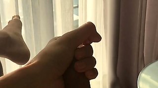 Brunette Tranny jerking in hard dick in solo Webcam