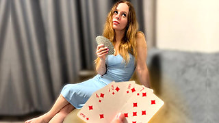 Stepmom's Card Game Trick Leads to Hot Blowjob and Creampie Fucking