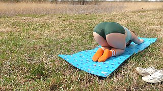 Nymphomaniac Trains Outdoors and Takes Over a Stranger's Fat Cock)