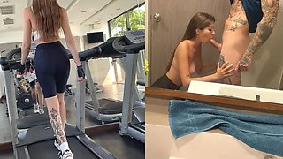 Fit Babe Taste My Protein after Workout / Public Sex