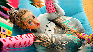 Skinny Teen Anal Fingering and Toy Play: Tattooed Girl's Pleasure