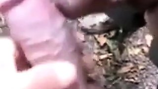 Outdoor Masturbation, Cum on His Cock