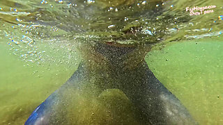 874 Shiny Blue Pantyhose Under Water
