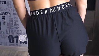 PAWG MILF Teasing Her Ass in Sports Under Armor Shorts