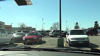 skinny mall worker masturbating in car
