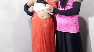 Stepson gets excited watching his hot stepmother in a saree and has his way with her