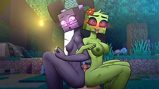 Threesome with Minecraft hotties in Hornycraft parody game