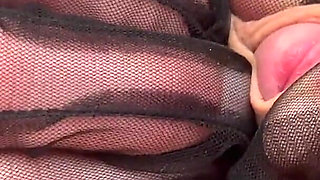 Small Dick Play and Foreskin in Nylon Gloves Until He Cum a Lot in My Mouth
