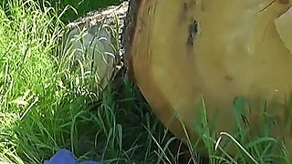 Thick with huge tits fucked by swingers outdoors!