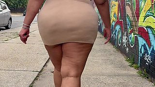 Boricua Mami - Thick Legs - Fat Ass - Mini Skirt - High Heels Stilettos - Walking-slow Motion-erotic - Sensual