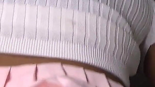 Pressuring Step Sister for Kinky Wet Pussy Fucking, Point of View Blowjob on Restroom Toilet, Debauched Taboo Sex in Pink Dress