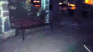 Hot stepmom in heels teases stepson with public footjob outdoors
