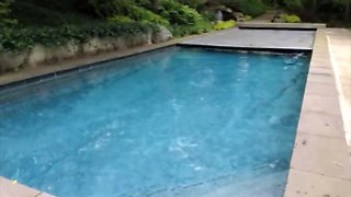Tabitha Pisses in Her Pool With Hard Nipples Tease