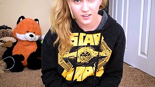 Blonde tight pussy babe solo toy fun in glamour masturbation